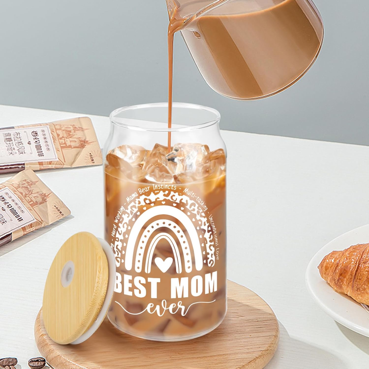 Mothers Day Gifts for Mom from Daughter Son, Gifts for Women Mama Stepmom Mother In Law Bonus Mom, Personalized Anniversary Birthday Mothers Day Presents for Wife from Husband - Can Glass Cups 16OZ