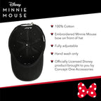 Disney Minnie Mouse Dad Hat, Cotton Adjustable Baseball Cap with Curved Brim Black