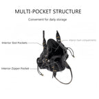 Rivet Crossbody City Bag For Women,Large Retro Washed Leather Handbag Purse,Vintage Y2K Grunge Slouchy Shoulder Bags
