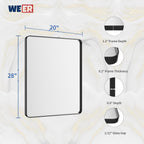 Weer Black Bathroom Vanity Mirror 20X28 Inch, Rounded Rectangle Black Metal Framed Mirror For Over Sink Wall, Farmhouse Matte Black Mirror, Tempered Glass, Anti-Rust, Hangs Horizontal Or Vertical