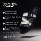 Draco Dracoslides Reflective Slides For Men And Women, Wrapped In Reflective 3M With Adjustable Straps For Wide/Narrow Feet, Sandals With Arch Support & Slip Resistant, Men & Women Footwear, Black