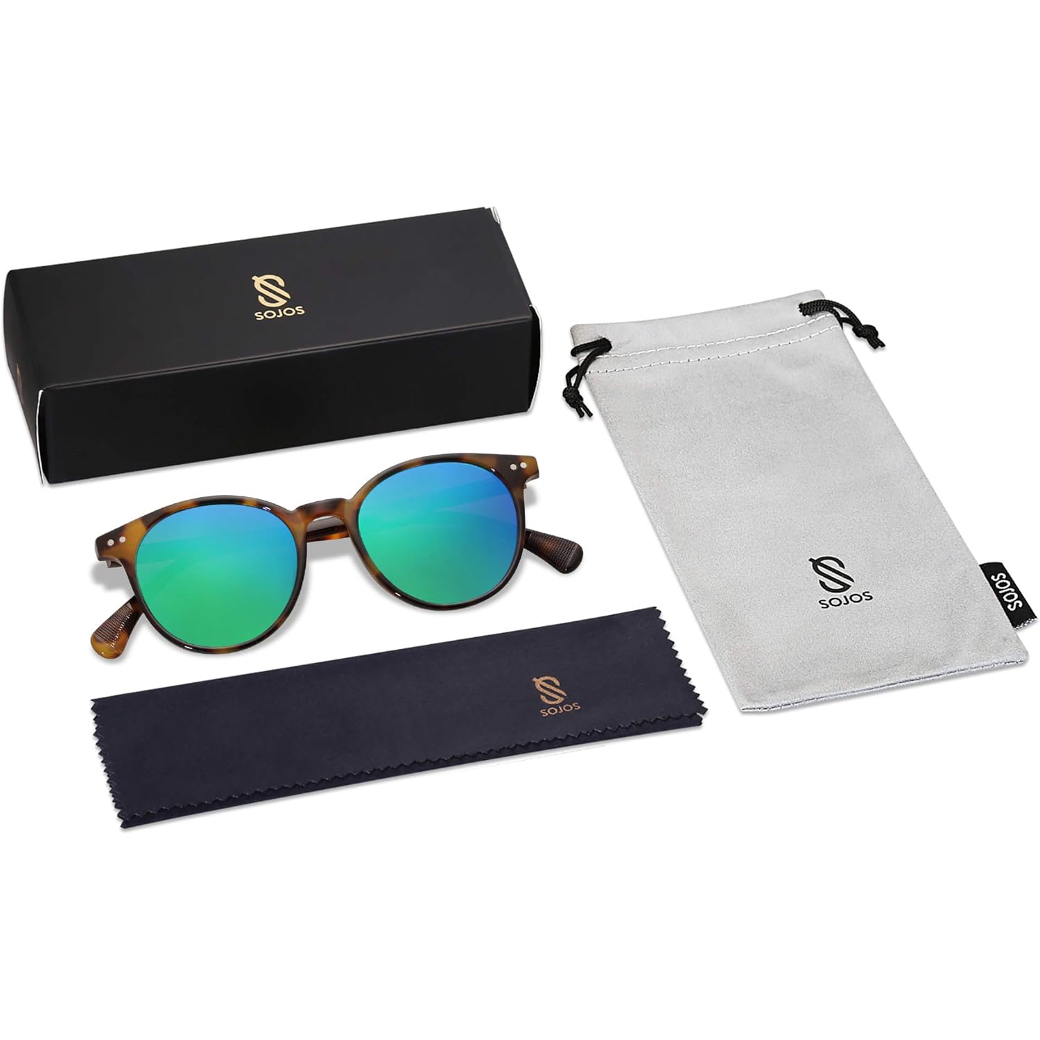 SOJOS Small Round Classic Polarized Sunglasses for Women Men Vintage Style UV400 Lens MAY SJ2113