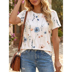 Cicy Bell Womens Summer Floral T-Shirts Short Sleeve Crew Neck Trendy Casual Tops Loose Fit Tees