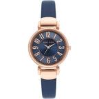 Anne Klein Women'S Easy-To-Read Navy Leather Strap Watch, Ak/2156Nvrg