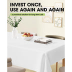 Pureegg Rectangle Table Cloth 60" x 102" – Durable Polyester Tablecloth Offers Reusable & Washable Protection, Ideal for Outdoor Party, Picnic, Wedding, Banquet and Birthday, 2 Pack, White