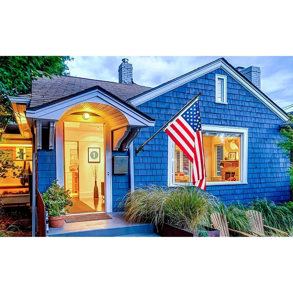 American Flag With Pole - Includes 5Ft Heavy Duty Flag Pole Holder For Outside House,3X5 Embroidered Us Flag And Wall Mount Bracket,Tangle Free Flagpoles Kit For Porch,Garage,Outdoor