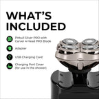 Skull Shaver Pitbull Silver PRO SX5 — Head & Face Shaver for Bald Men | Cordless Wet/Dry Rotary Razor