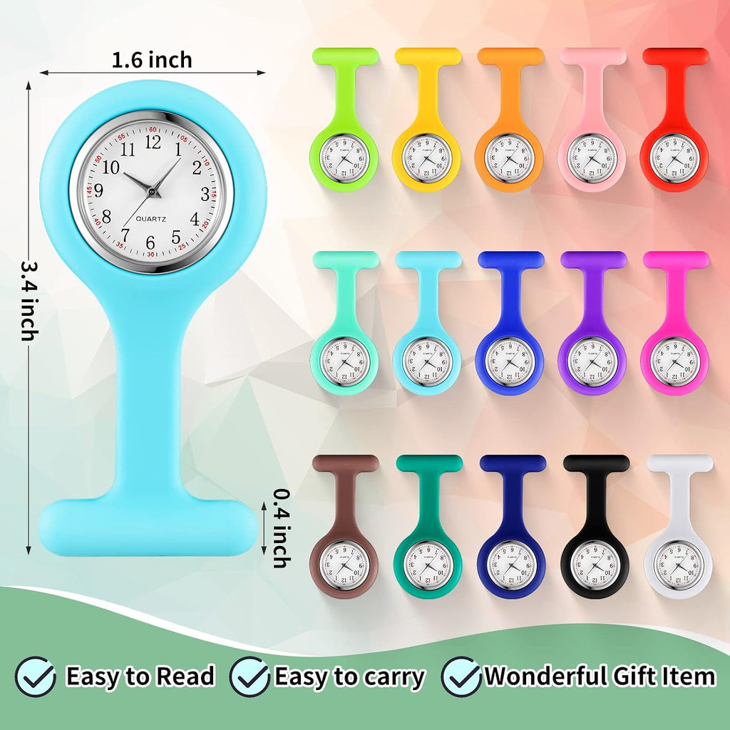 Kenning 15 Pack Clip On Nurse Watches For Women Men, Silicone Lapel Pin Pocket Fob Stethoscope Watch With Second Hand For Employee Appreciation Cna Week Doctor Nurse Student Graduation Gift