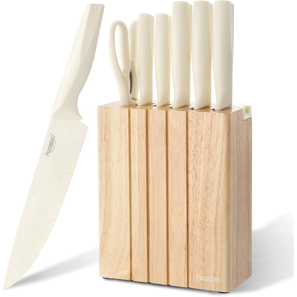 Premium Quality 8-Piece Knife Set with Block, Lightweight and Strong, ﻿ Ergonomic Handles for Home,Dishwasher Safe