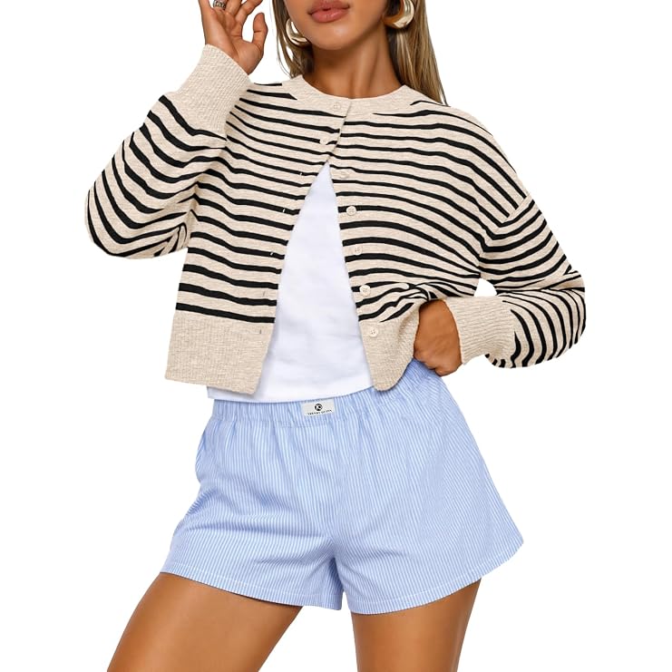 Trendy Queen Cropped Cardigan Sweaters for Women Fall Fashion Clothes 2026 | Lightweight Knit Button-Down, Versatile Layering Piece for Fall, Spring & Office Wear