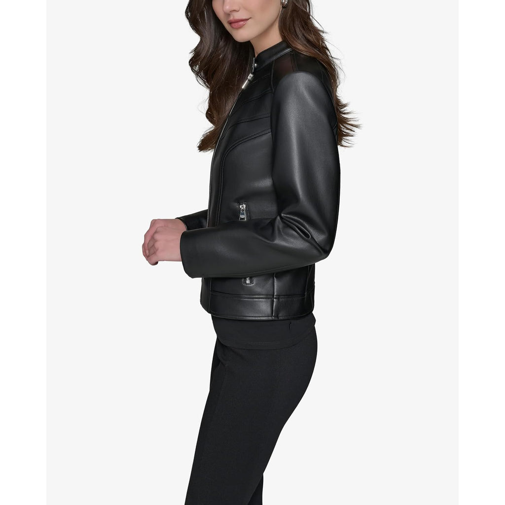 Karl Lagerfeld Women'S Zip Front Faux Leather Jacket