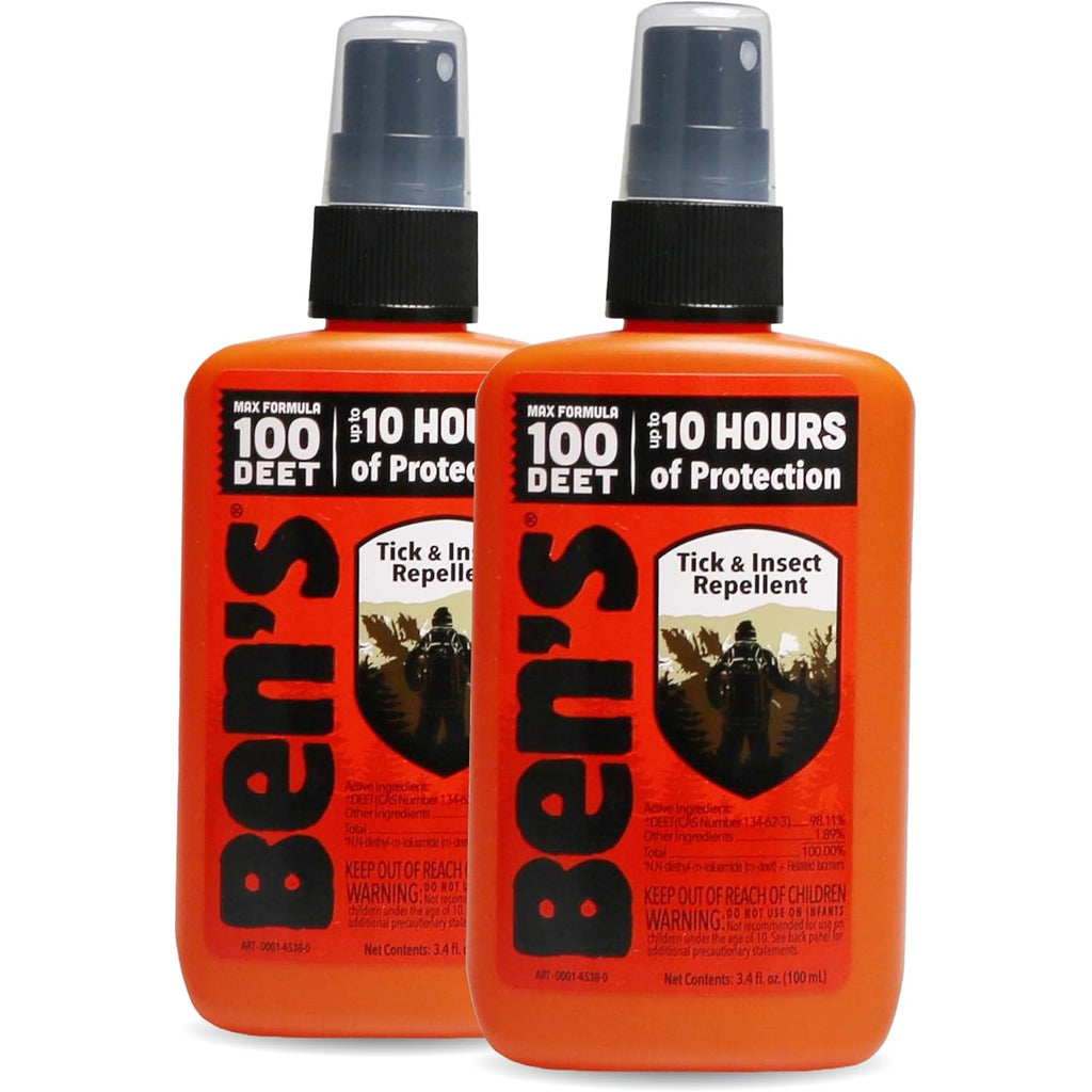 Ben'S 100 Tick & Insect Repellent - Alcohol-Free Deet Insect Repellent Pump Spray - Offers 10 Hours Of Protection For Adults & Children -3.4 Fl Oz (2 Pack)