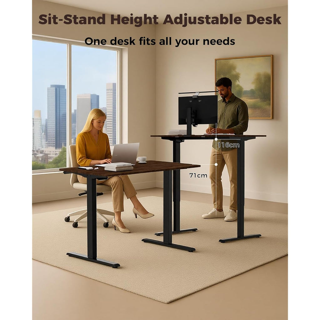 Electric Standing Desk 48" X 24", Height Adjustable 28"-46", Sit Stand Desk With Memory Presets, Smooth & Quiet Motor, Reinforced Frame, Easy Assembly, Ergonomic Home Office Desk