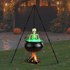 Halloween Decorations Outdoor - Large Witches Cauldron On Tripod With Cauldron Diffuserr And Big Skeleton - Black Plastic Cauldron Halloween Decor For Outside Yard Lawn Home Porch Door