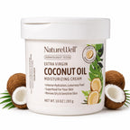 Nature Well Coconut Oil Moisturizing Cream For Dry Skin – Deep Hydration Lotion For Face, Body & Hands, Spa Quality Skincare, Softens & Smooths, Non-Greasy, Fast Absorbing, Scented (10 Ounce)