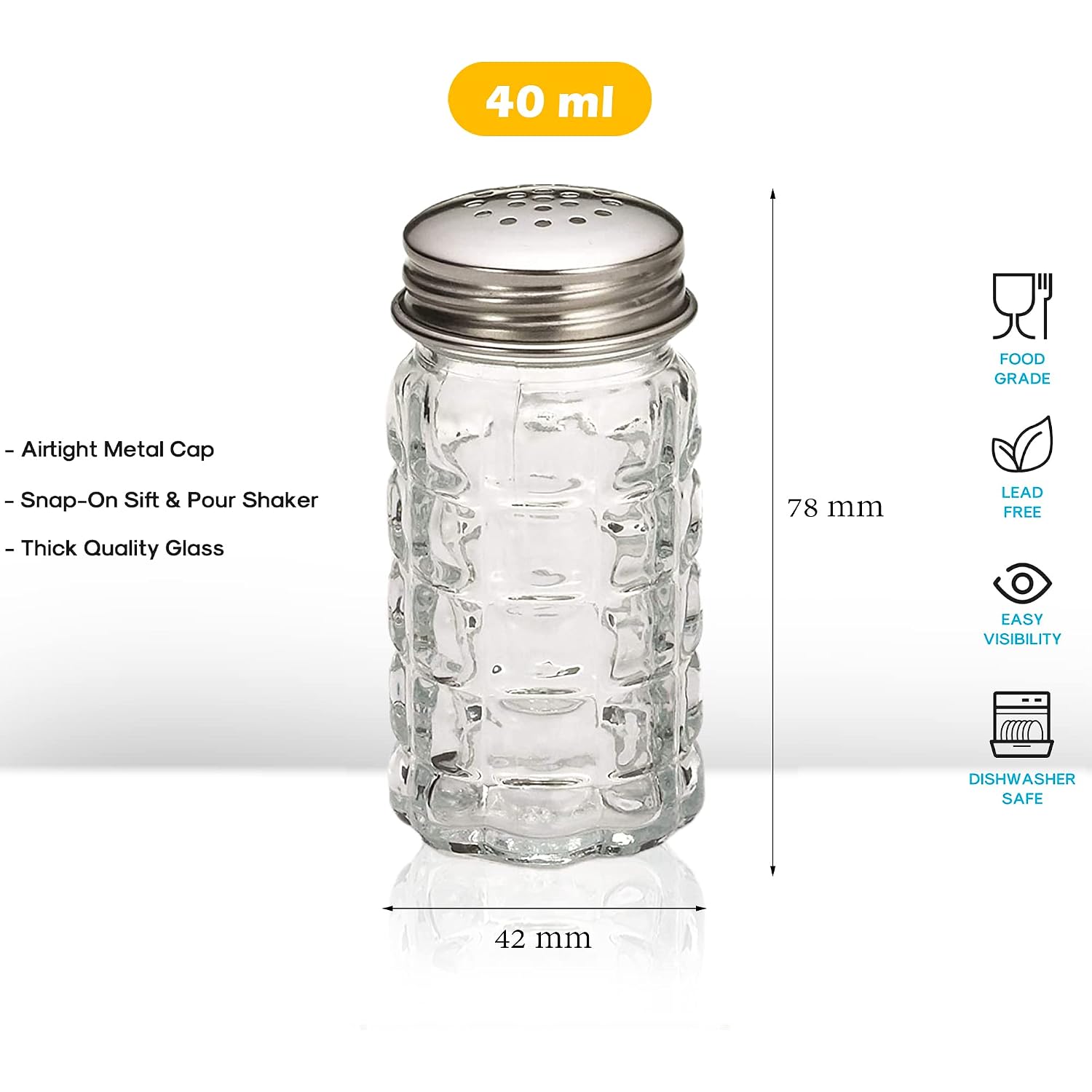 Retro Style Salt And Pepper Shakers With Stainless Tops (2)