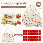 Lunch Box For Women, Cute Strawberry Corduroy Insulated Lunch Bag Women Reusable Work Leakproof Simple Adults Large Lunch Boxes Tote Bag Men Cooler Bag