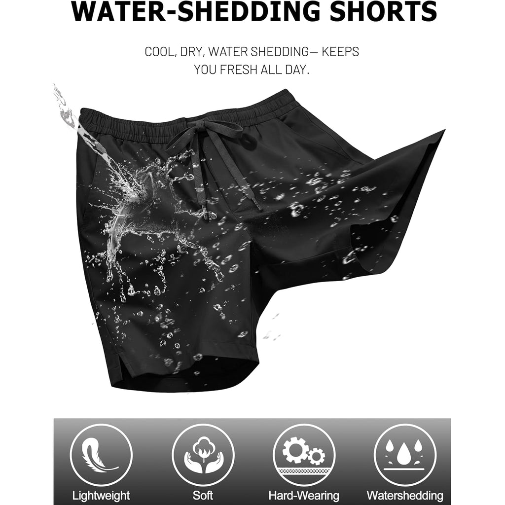 Magcomsen Mens Casual Shorts 7 Inch Chino Polyester Water Shedding Drawstring Summer Vacation 7" Shorts With Pockets