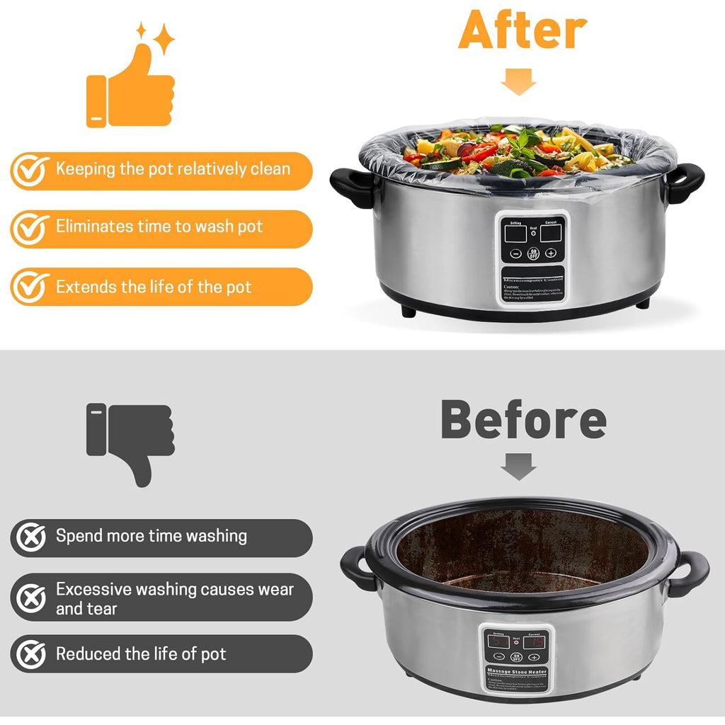 30 Pack Slow Cooker Liners, Large Size 13"x 21" Cooking Bags Disposable Pot Liners, Plastic Slow Cooker Bags Fits 3-8 Quarts, BPA Free, Suitable for Oval & Round Pot