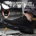 Steel Toe Shoes For Men Lightweight Safety Work Shoes With Kevlar Puncture Resistant Midsole Comfortable Low Top Work Shoes For Warehouse Factory Light Construction