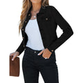 Luvamia 2026 Cropped Jean Jackets For Women Fashion Short Denim Shacket Jacket Lightweight Fitted Stretchy With Pockets