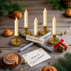 Upgraded Real Wax Short Led Flameless Taper Candles With Remote, 6 Pcs Ivory Candlesticks Battery Operated 3D Flickering - 6" Realistic Fake Candle Sticks For Home/Wedding/Fireplace Xmas Decor