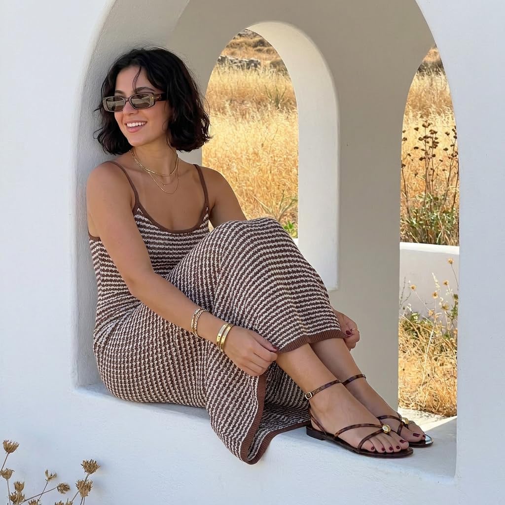 Cushionaire Vita Jelly Sandals For Women, Casual Lightweight Womens Strappy Sandals With Adjustable Buckle Strap And Gold Hardware Accent