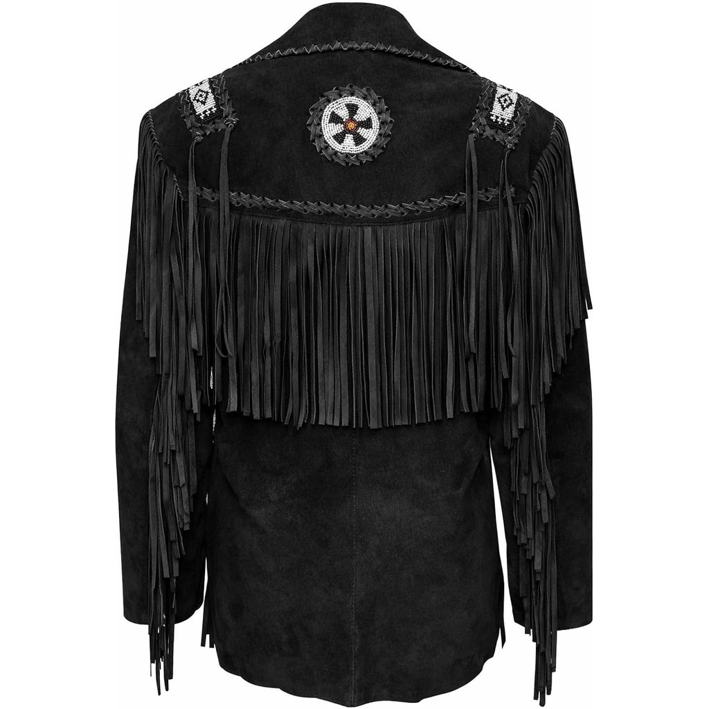 Women’S Western Fringe Suede Leather Jacket – Cowgirl Coat Beaded Epaulettes Southwestern Rodeo Style
