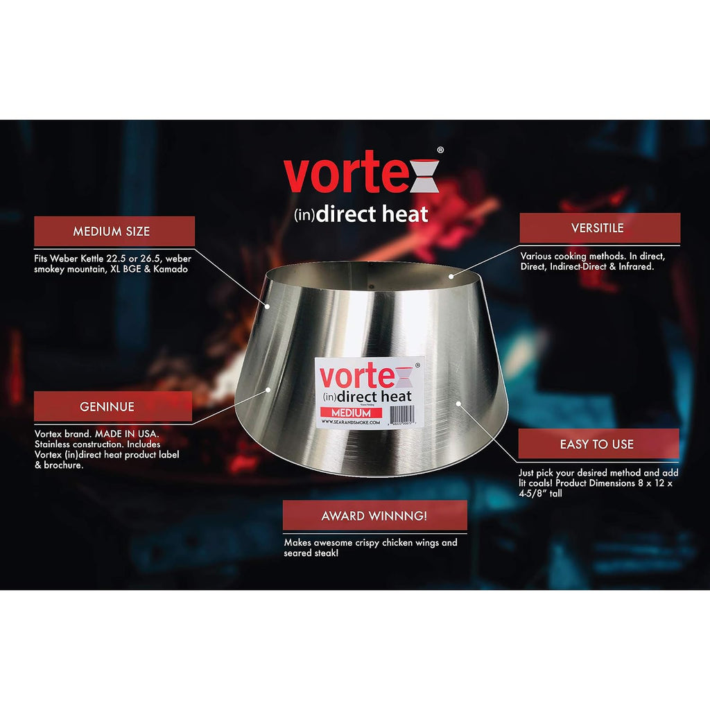 Vortex (In) Direct Heat For Charcoal Grills, Medium Size - For Weber Kettle 22 26.75 Wsm Smokey Mountain Xl Kamado Xl Big Green Egg