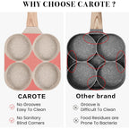 CAROTE Egg Pan Omelette Pan, 4-Cup Nonstick Granite Omelette Skillet - Pancake Pan and Healthy Egg Cooker Suitable for Gas Stove & Induction Cookware
