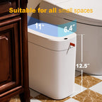 Bathroom Trash Can, Automatic Bagging Garbage Can, 3.5 Gallon Slim Smart Small Plastic Trash Bin, Narrow Motion Sensor Trash Can For Bedroom, Office White