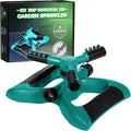 Joeys Sprinkler For Yard, Rotating Garden Sprinkler With 3 Adjustable Arms, Weighted Base, Expandable Connection, Lawn And Yard Sprinklers (Green)