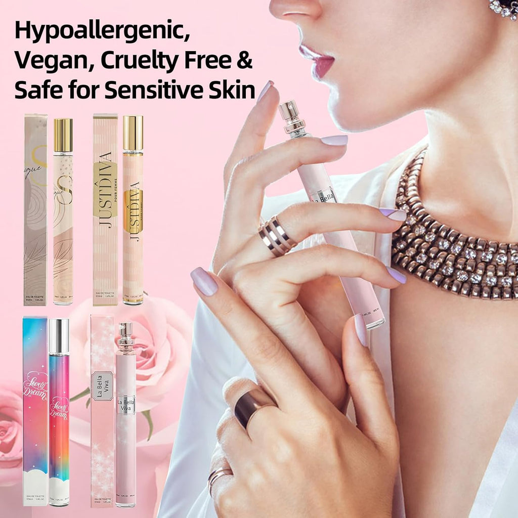 CLOTHES OF SKIN 4 Pack Perfumes for Women (4x35ml),Mothers Day Gifts for Mom,Wife,Gifts for Women,Teen Girls,Travel Size Perfume,Natural Fragrances Eau de Toilette Long Lasting Perfume Body Spray