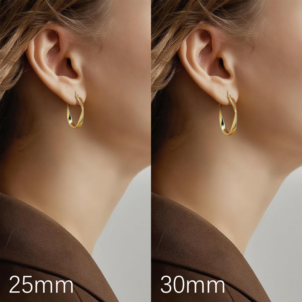 Gold Hoops Earrings for Women 14K Gold Earrings for Women Hoops Earring for Womens Hoop Twisted Wave Hoop Earring for Womens