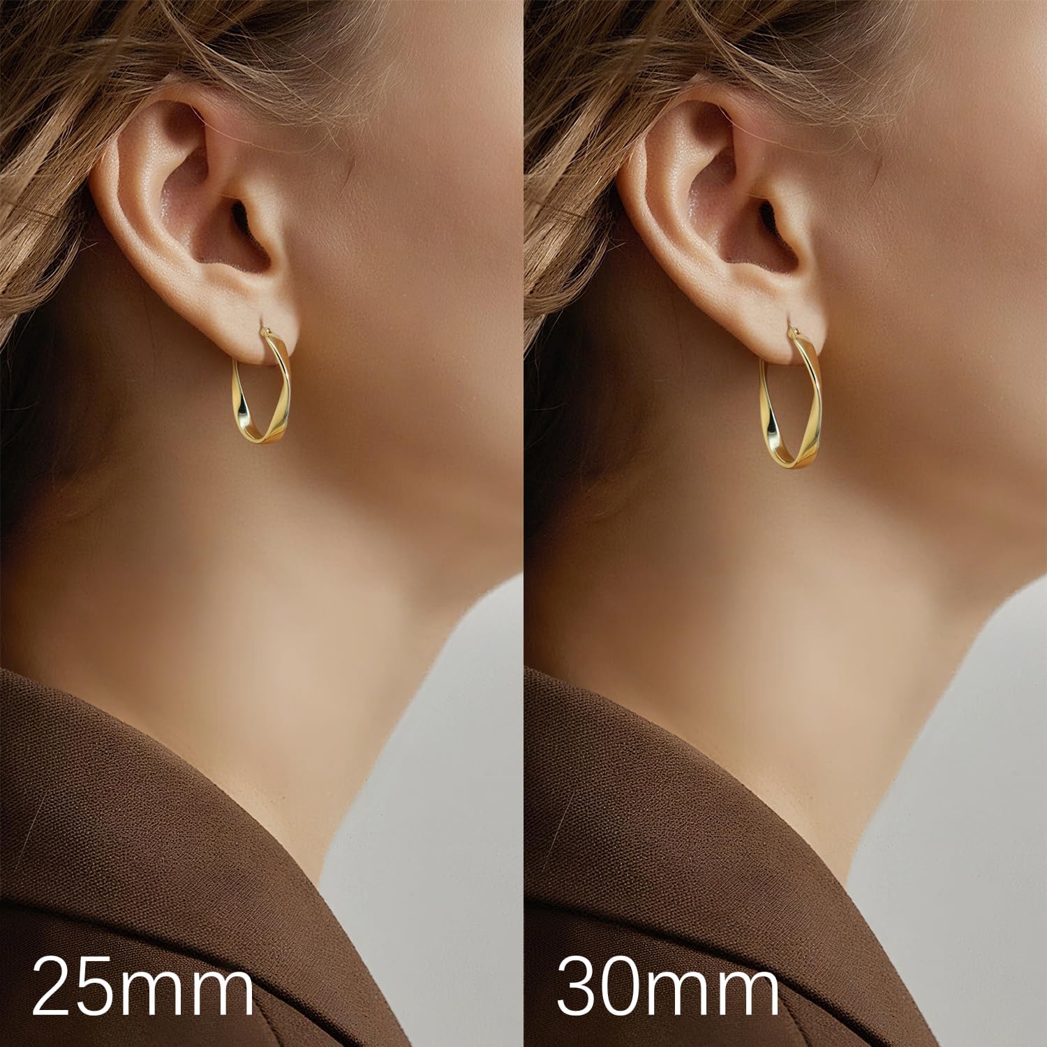 Gold Hoops Earrings for Women 14K Gold Earrings for Women Hoops Earring for Womens Hoop Twisted Wave Hoop Earring for Womens