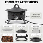 Portable Propane Fire Pit, 20 Inch Smokeless Gas Fire Pit Bowl For Outside, 60,000 Btu Outdoor Firepit With Grill Grate & Lid For Camping, Patio, Yard, Garden