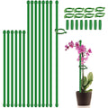 Plant Stakes 17Inch &11Inch Supking Adjustable Length Plant Support Stake 16Pcs Orchid Stick With Clips For Indoor Outdoor,Garden Pole For Potted Tomato Amaryllis Vegetables Comes With 20 Ties (Green)