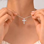 925 Sterling Silver Cross Necklaces for Women 18K Gold Plated Cubic Zirconia Cross Pendant Necklace Easter Baptism Religious Jewelry Minimalist Gift