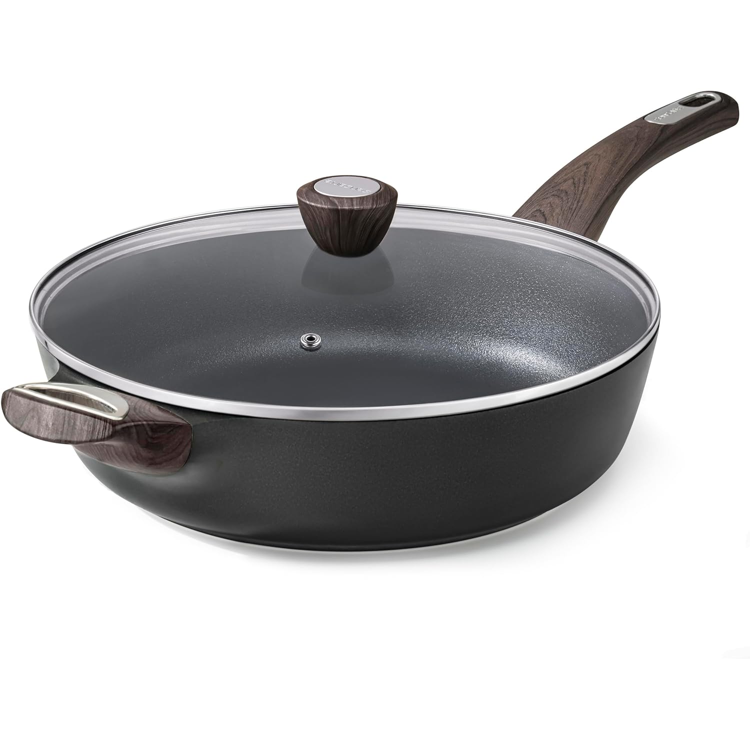SENSARTE Nonstick Frying Pan Skillet with Lid, 12 Inch Large Deep Frying Pan, 5 Qt Non Stick Saute Pan with Cover, Induction Pan, Healthy Non Toxic Cooking Pan with Helper Handle, PFOA PFOS Free