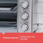 BLACK+DECKER Crisp 'N Bake Air Fryer Countertop Convection Toaster Oven, Large Capacity, 6-Slice, 5-in-1, Fits 12” Pizza, 60-Min Timer, Bake, Broil, Air Fry, Toast, Keep Warm, Stainless Steel
