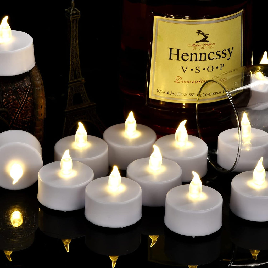 Battery Operated Led Tea Lights: 24Pack Flameless Votive Candles Lamp Realistic And Bright Flickering Holiday Gift Long Lasting 200Hours For Seasonal & Festival Celebration Warm White