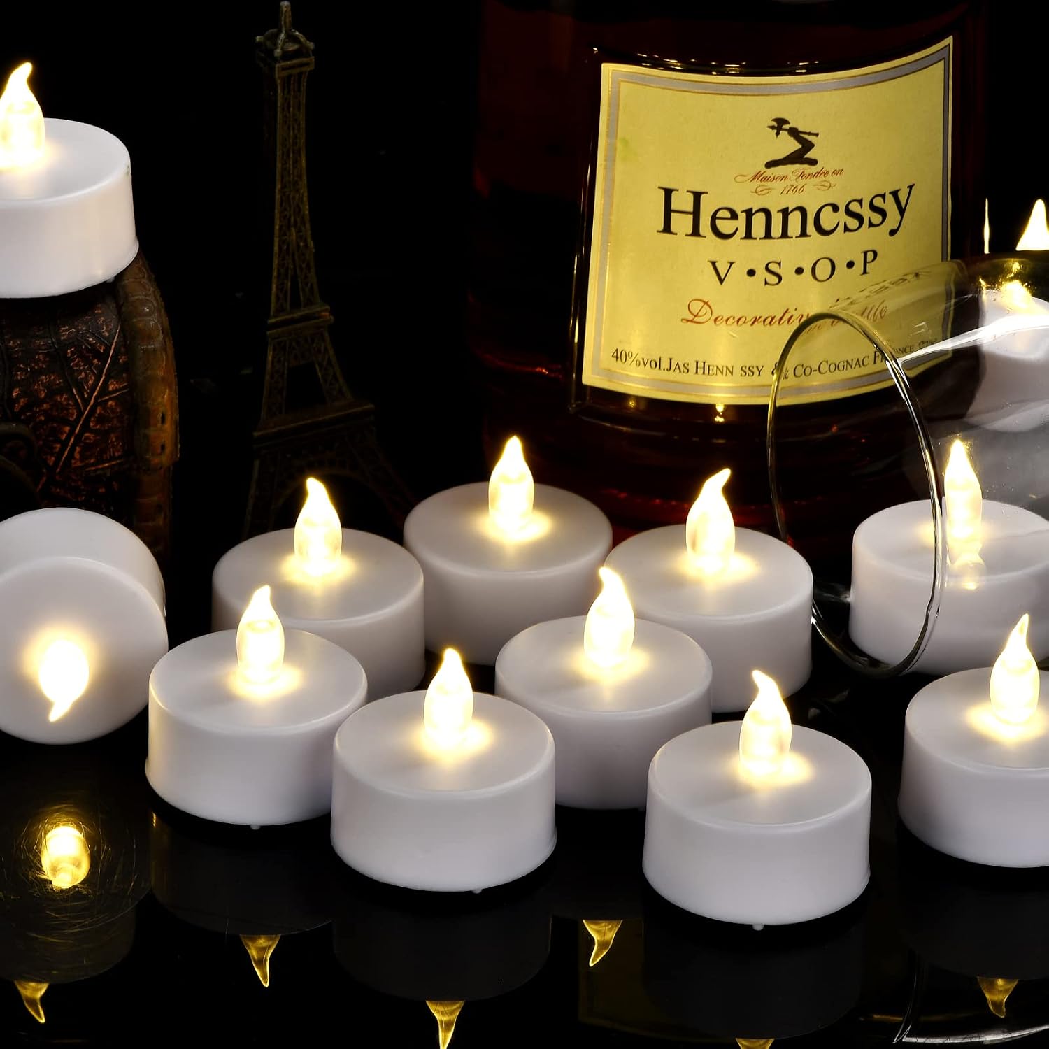 Battery Operated Led Tea Lights: 24Pack Flameless Votive Candles Lamp Realistic And Bright Flickering Holiday Gift Long Lasting 200Hours For Seasonal & Festival Celebration Warm White