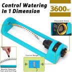 Lawn Sprinkler, 18 Brass Nozzles Garden Water Oscillating Sprinkler For Yard Covers Up To 3,600 Sq.Ft, Heavy Weight Base, Built-In Spray Jet Cleaning Needle