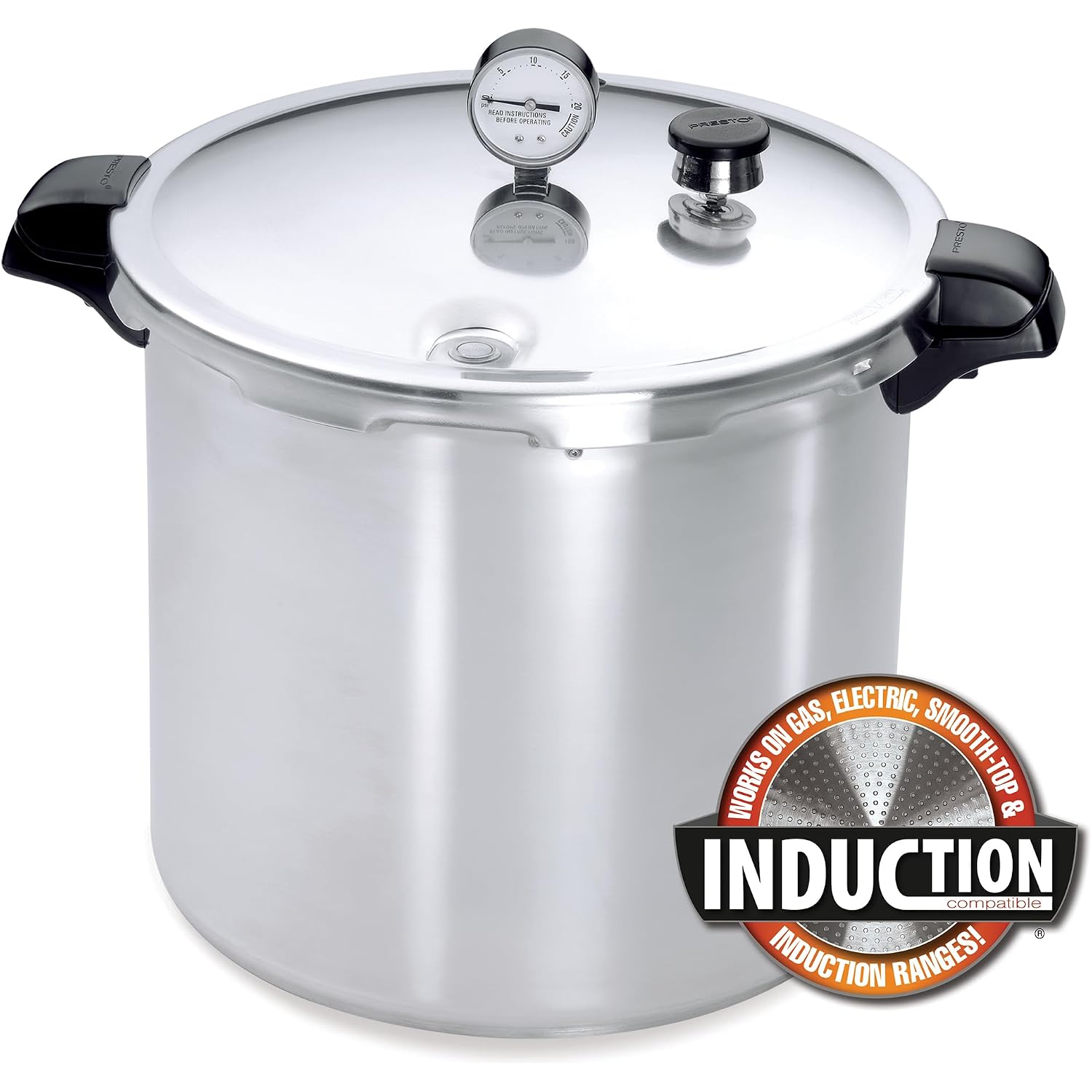 Presto 01784 23-Quart Induction Compatible Pressure Canner, Silver, Aluminum