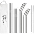 Hiware 12-Pack Reusable Stainless Steel Metal Straws With Case - Long Drinking Straws For 30 Oz And 20 Oz Tumblers Dishwasher Safe - 2 Cleaning Brushes Included