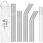 Hiware 12-Pack Reusable Stainless Steel Metal Straws With Case - Long Drinking Straws For 30 Oz And 20 Oz Tumblers Dishwasher Safe - 2 Cleaning Brushes Included