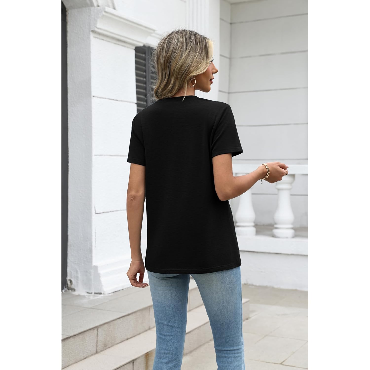 Zeagoo Womens Tops Summer Casual Short Sleeve Tshirts Business Basic Spring V-Neck Shirts Outfits S-3Xl