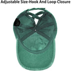 Women Distressed Ponytail Baseball Caps Adjustable Criss Cross Ponytail Hats High Messy Bun Ponycap Trucker Hat White