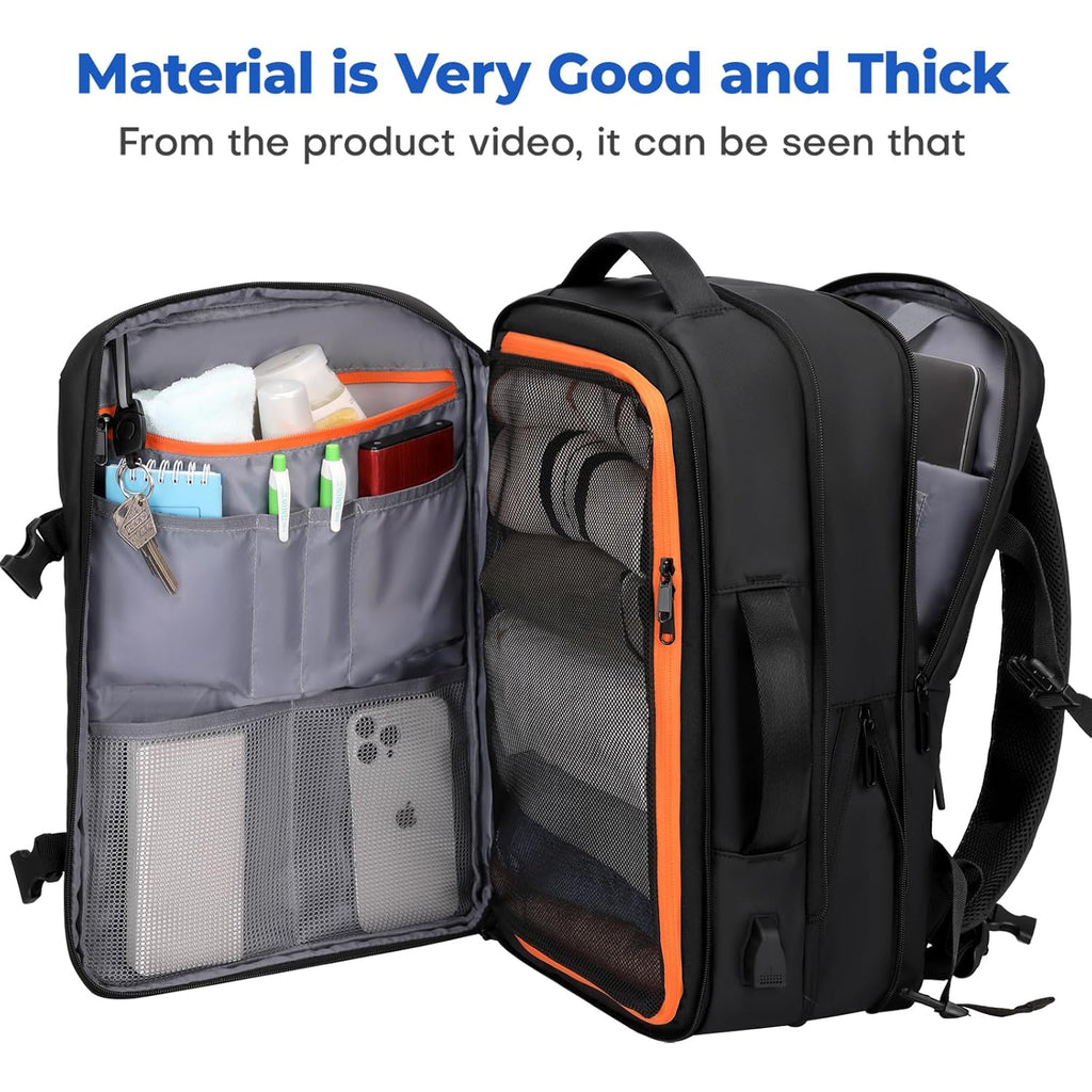 Carry On Travel Backpack Flight Approved For Men Women, Black | Expandable, Business Weekender Bag, 40L, Suitcase Backpack Luggage