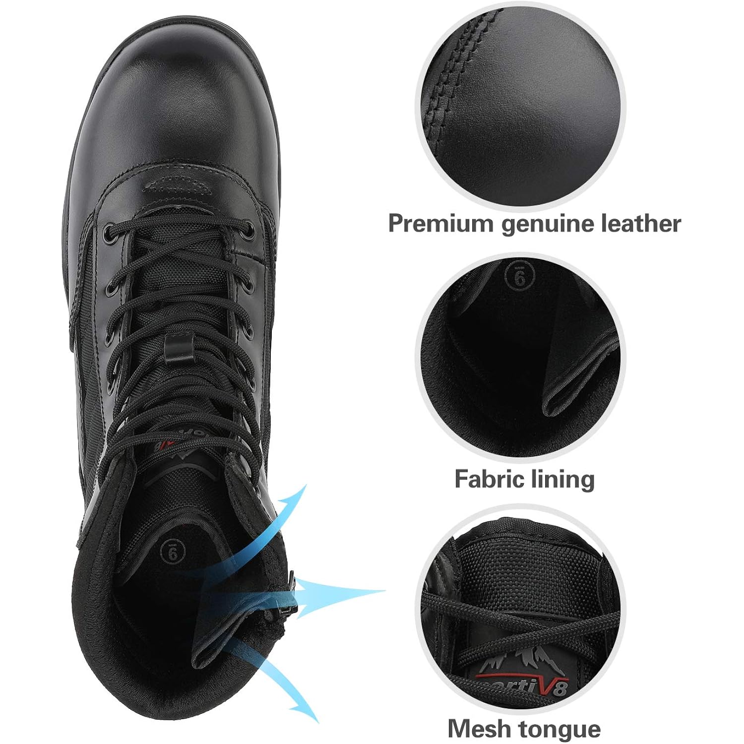 Nortiv 8 Men'S Military Tactical Work Boots Side Zipper Leather Motorcycle Combat Boots Trooper